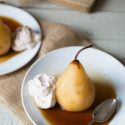 Vanilla Poached Pears With Yogurt Cheese